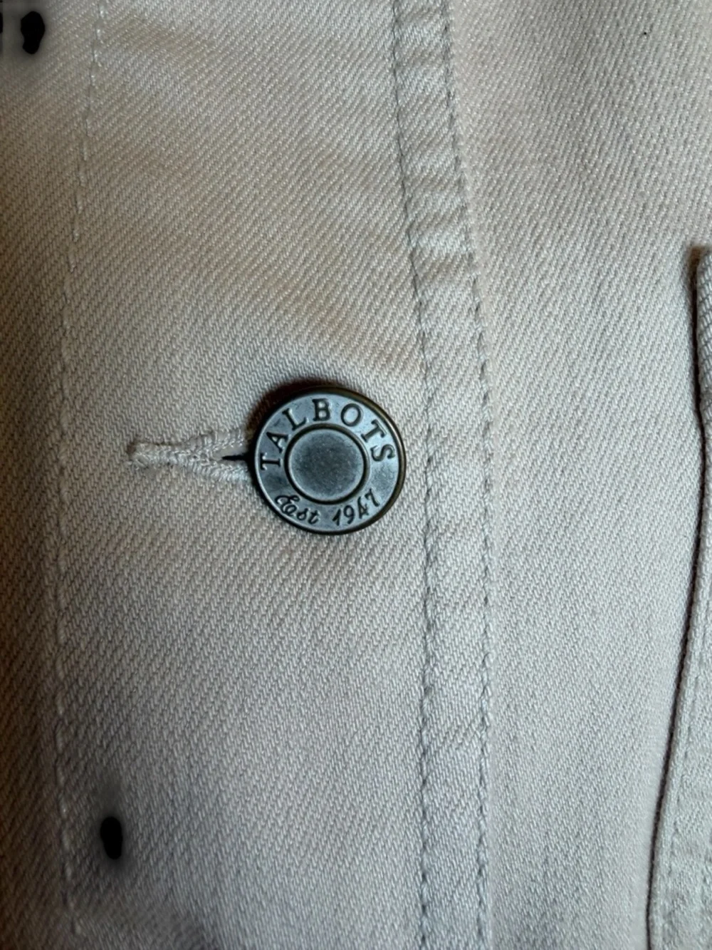 Talbots Petite Light Beige Jean Jacket with Front Buttons - Picture 7 of 14